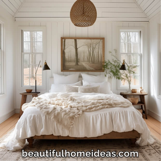 white farmhouse bedroom idea
