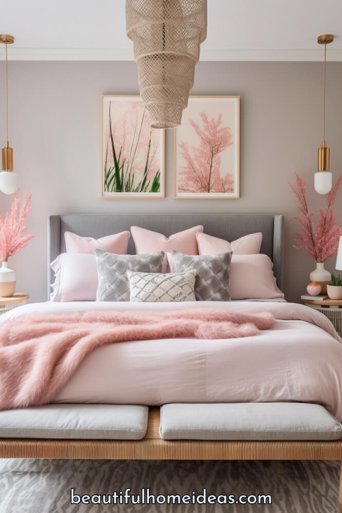 pink and gray bedroom idea