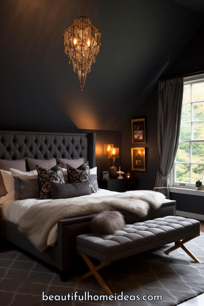 dark feminine bedroom idea