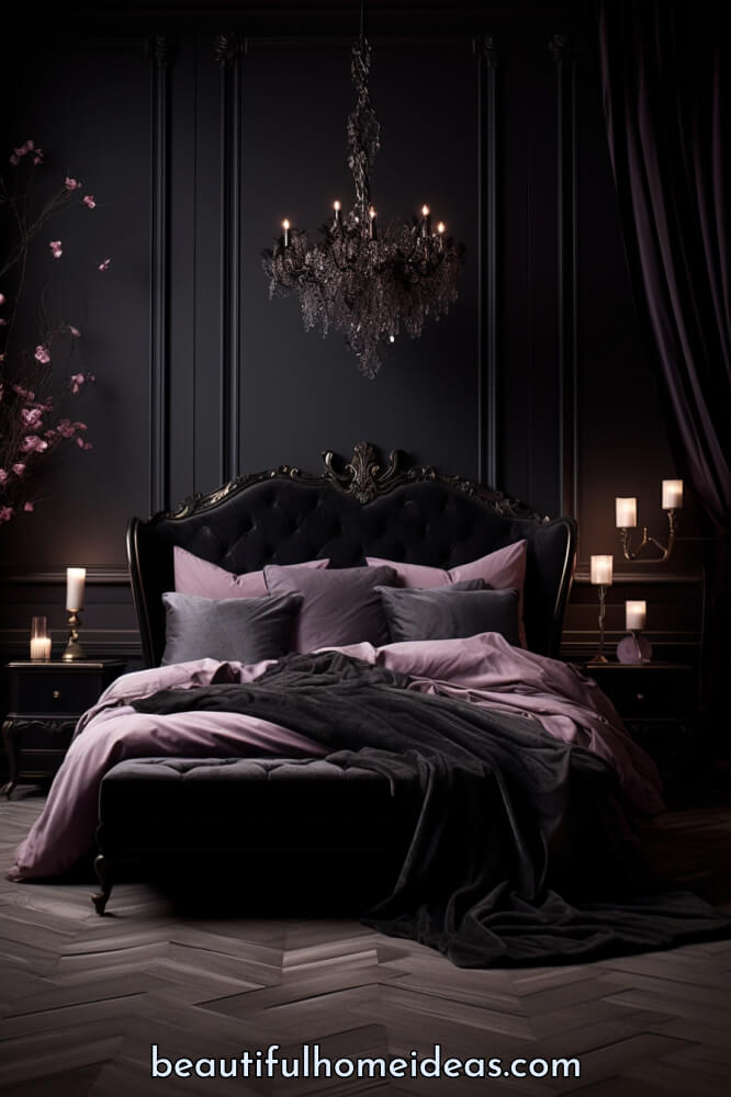 dark feminine bedroom idea