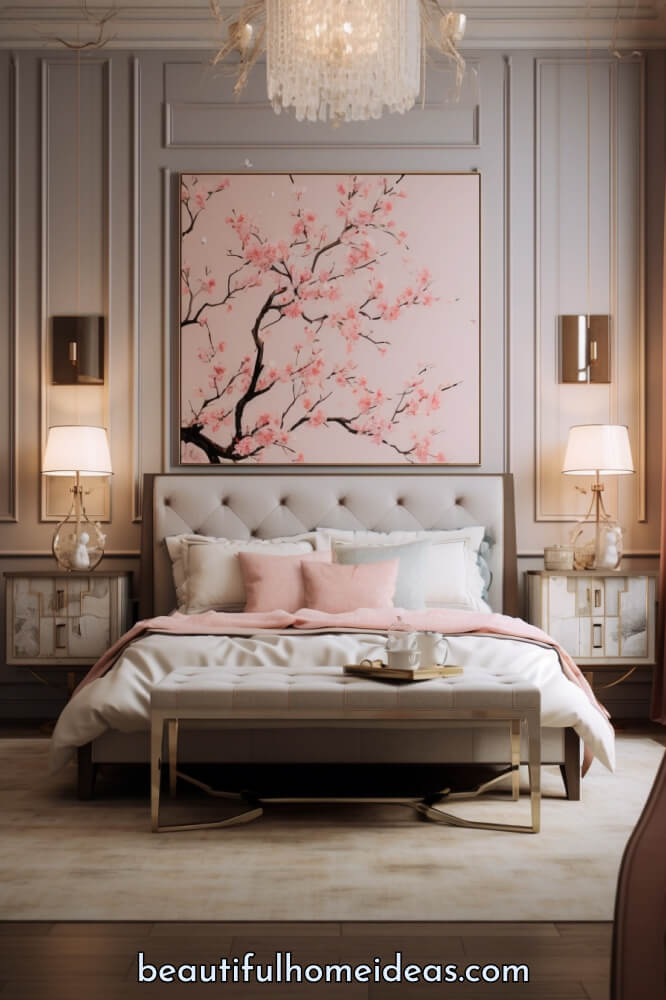 pink and gray bedroom idea