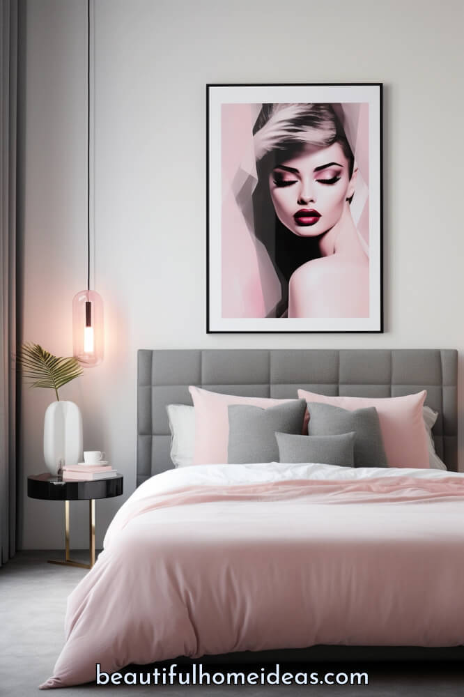 pink and gray bedroom idea