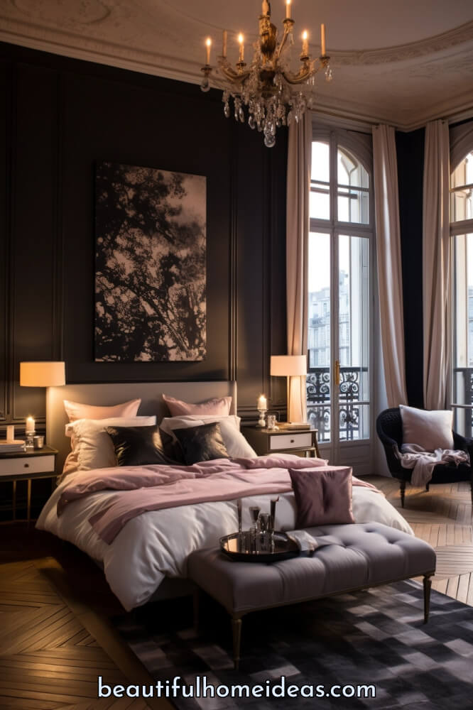 dark feminine bedroom idea