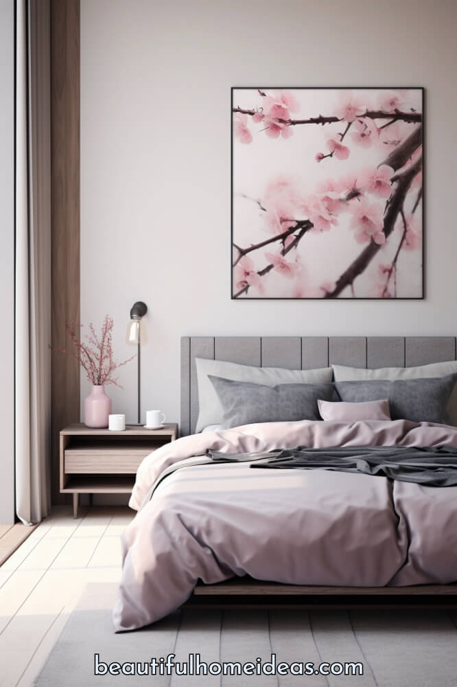 pink and gray bedroom idea