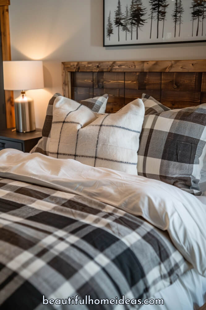 cozy rustic plaid bedding
