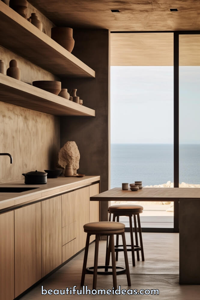 japandi coastal kitchen design idea