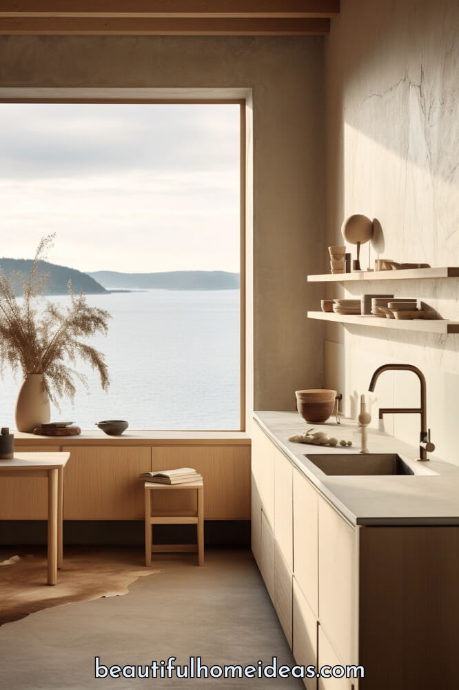 japandi coastal kitchen design idea