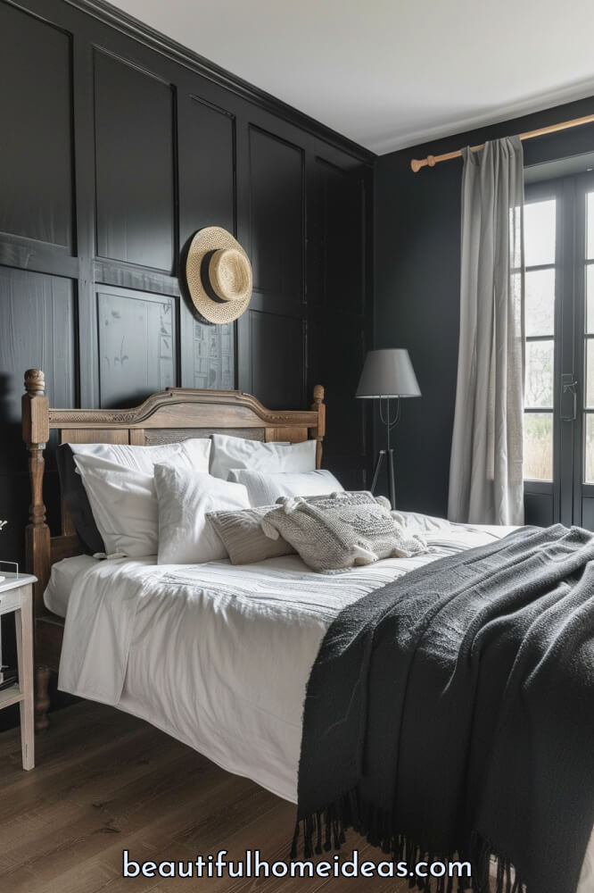 Black Bedroom in Country Design Idea