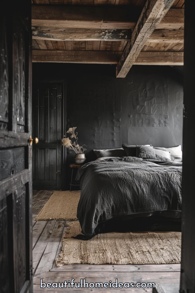Black Bedroom in Country Design Idea