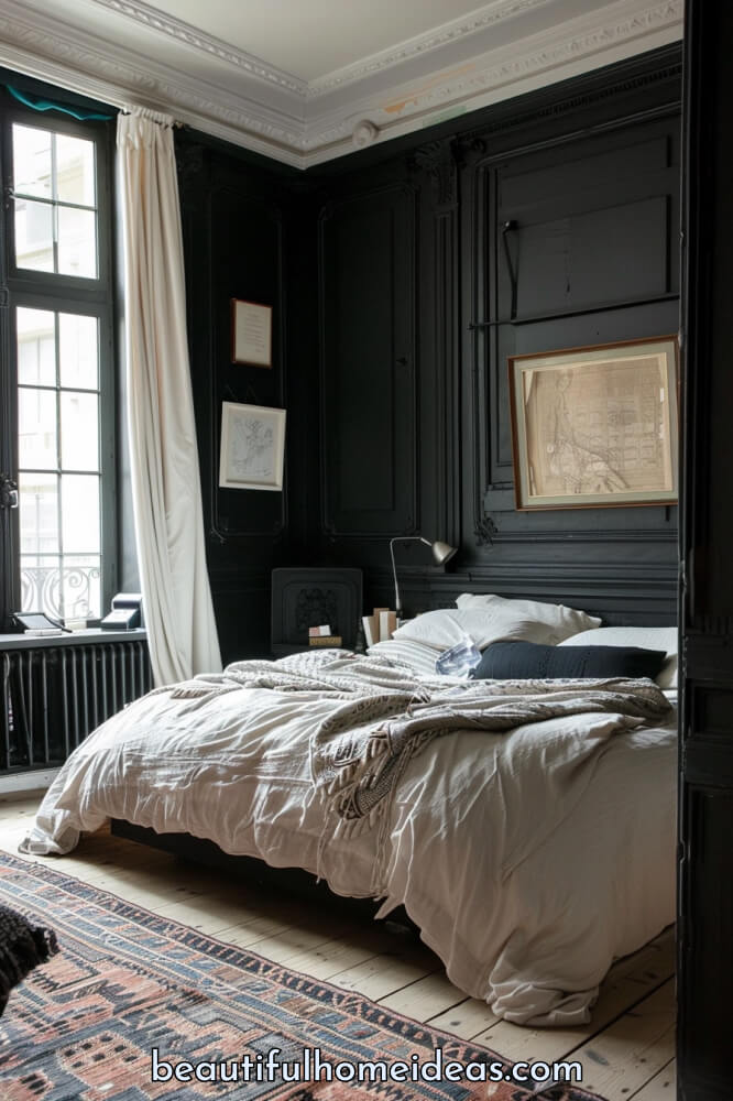 Black New York Style Bedroom Design Idea
