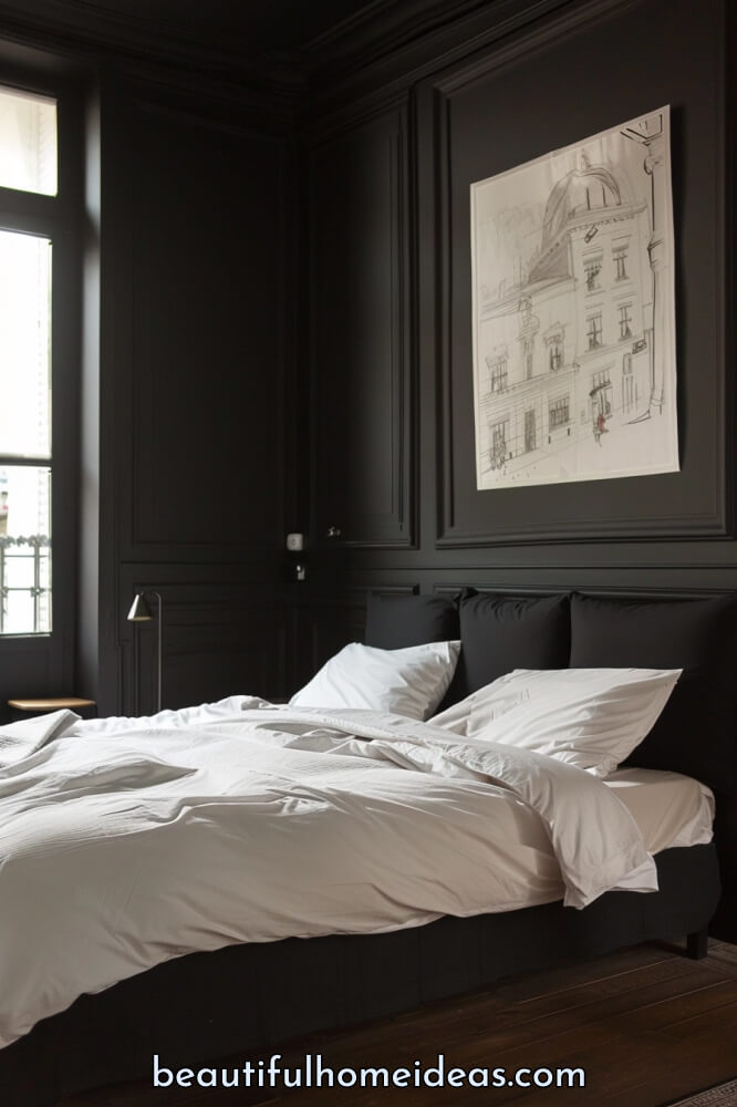 Black New York Style Bedroom Design Idea