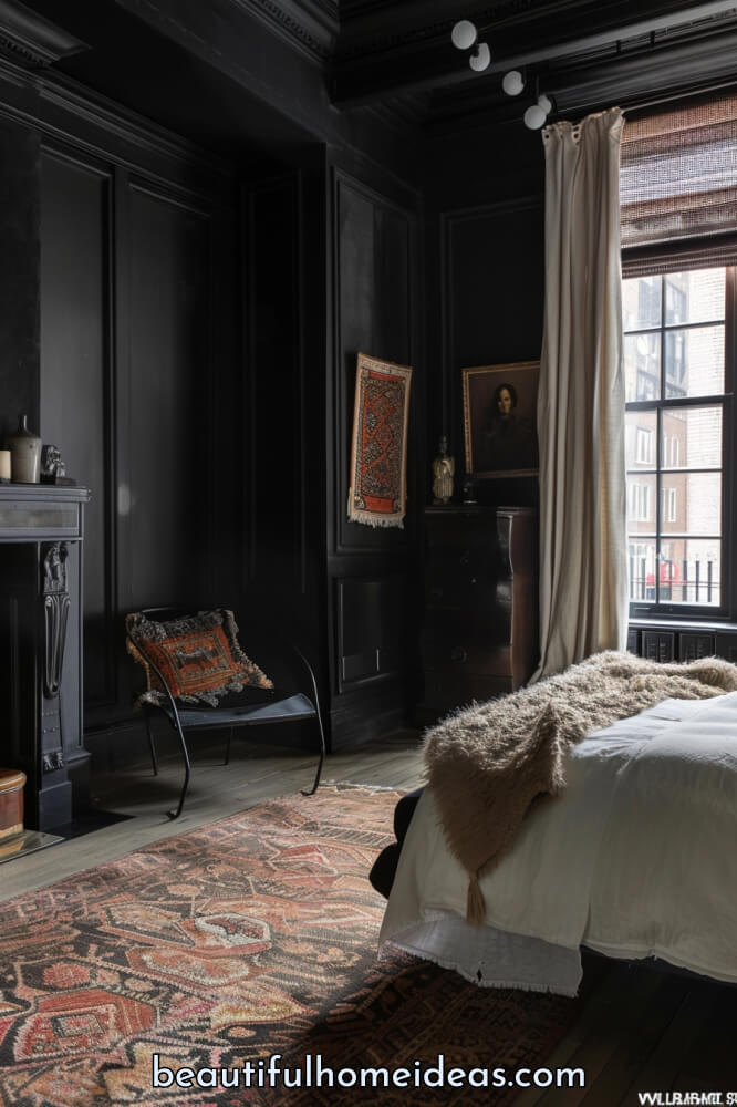 Black New York Style Bedroom Design Idea
