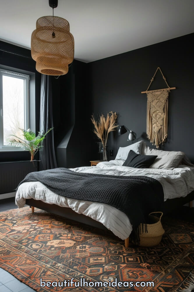 Black Scandi Bedroom Design Idea