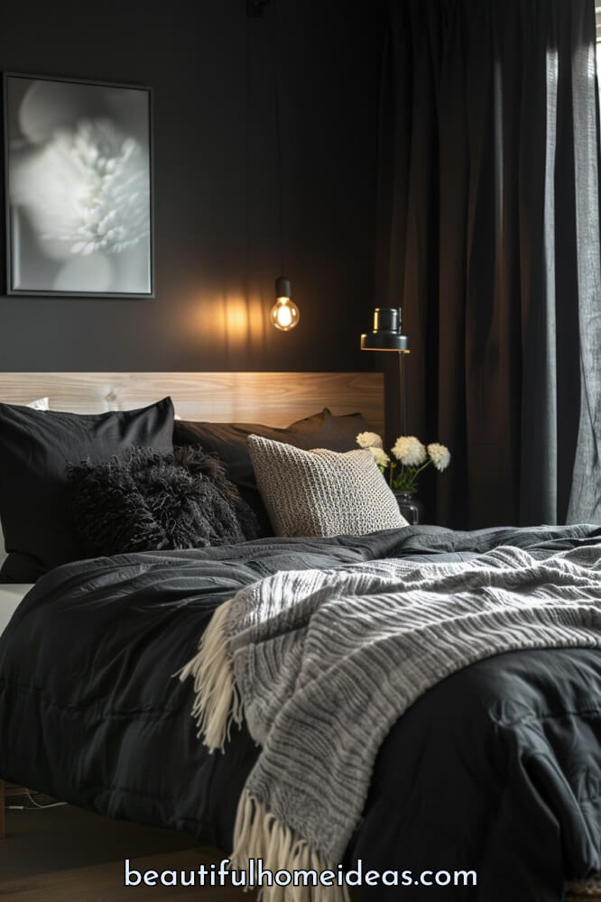 Black Scandi Bedroom Design Idea
