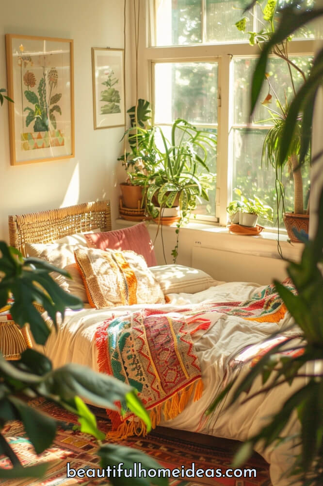 Cozy Boho Reading Nook in Bedroom Idea