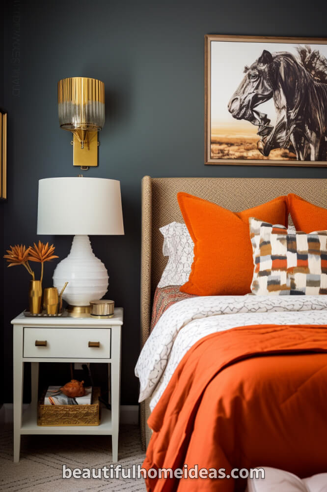 boho chic orange bedroom design ideas