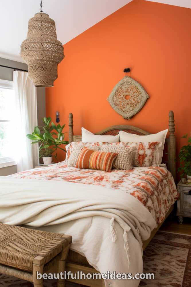 boho chic orange bedroom design ideas