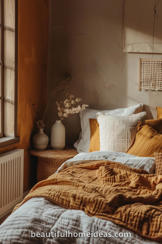 scandi style orange bedroom design ideas